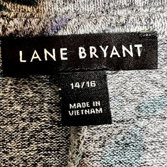 Lane Bryant Tunic Top Sz 14-16 Grey Floral Long Sleeves Loose Fit - Picture 8 of 10